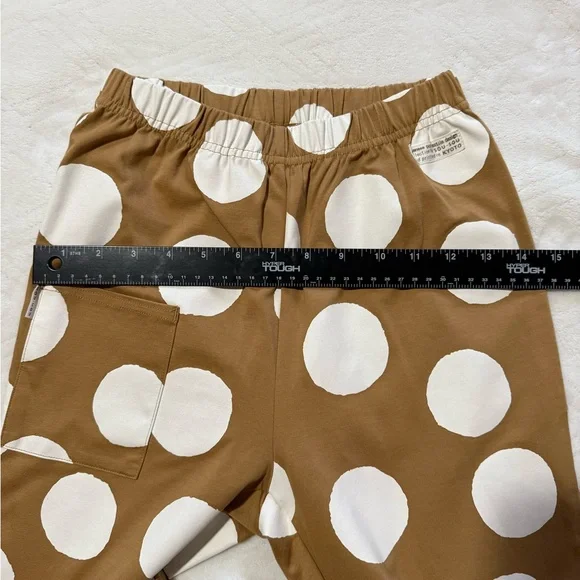 Sou Sou Pants Size M Brown Polka Dots Straight Leg Elastic Waist Japan Modern - Picture 5 of 8